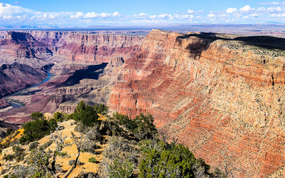 Comanche Point and the eastern rim of the canyon from the Desert View along the South Rim in Grand Canyon NP