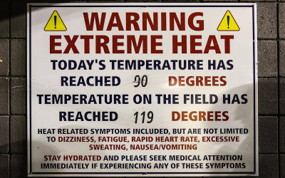 Warning sign in the tunnel at Arizona Stadium