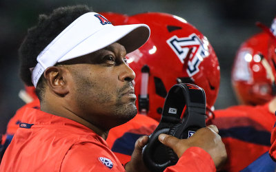 Arizona Wildcats Head Coach Kevin Sumlin during a timeout
