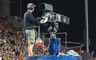 ESPN cameraman is flanked by South Park’s Eric Cartman