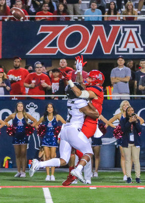 Wildcats WR Shawn Poindexter draws a pass interference by Ducks CB Deommodore Lenoir