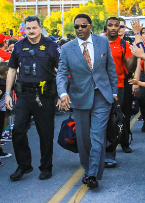 Arizona Head Football Coach Kevin Sumlin on the Cat Walk with QB Khalil Tate