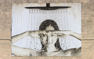 Shower poster on the side of the building in Tucson Arizona