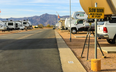 Sign in an RV park in Apache Junction Arizona