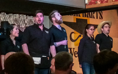 Restaurant staff breaks into song at Black Barts in Flagstaff Arizona