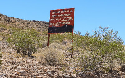 Sign along the dirt road on the way to Gold Butte National Monument in Nevada