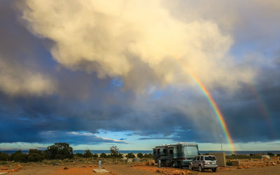 Double rainbow over the Kaibab Paiute Band Tribal Campground near Pipe Springs National Monument in Arizona