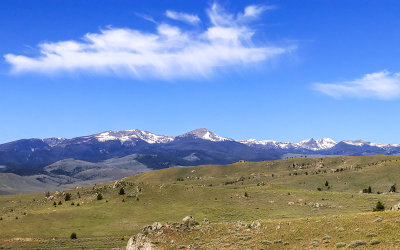 View of the Madison Valley, Tobacco Root Mountain Range (Ward Peak center 10,195 ft.) in Idaho