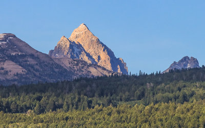 View of the Grand Tetons in Grand Teton National Park from Victor Idaho