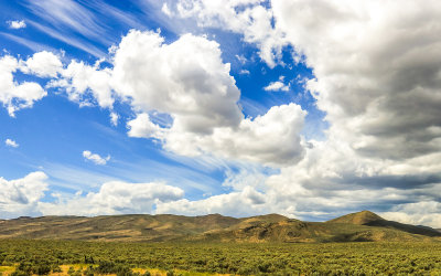 Clouds and landscape near Crater of the Moon National Monument in Idaho