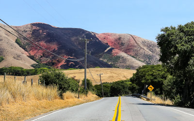 View from the road of the site of the 45 acre Black Mountain West Marin fire