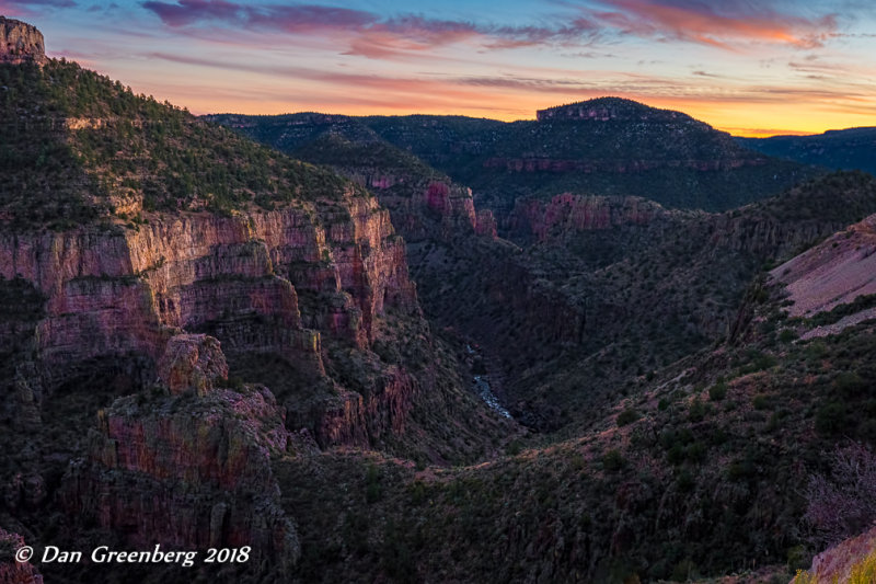 Gila River Canyon at Sunset