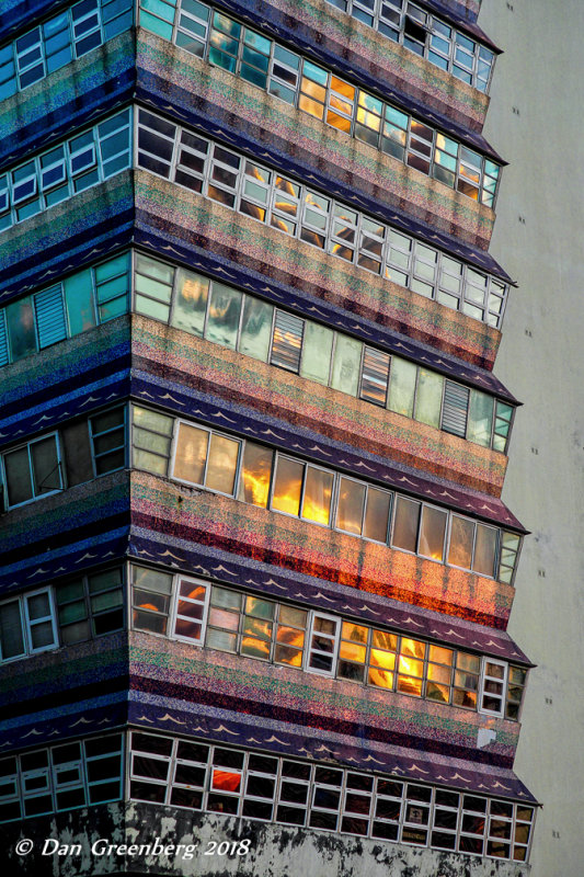 Colored Tiles and Sunset Reflections