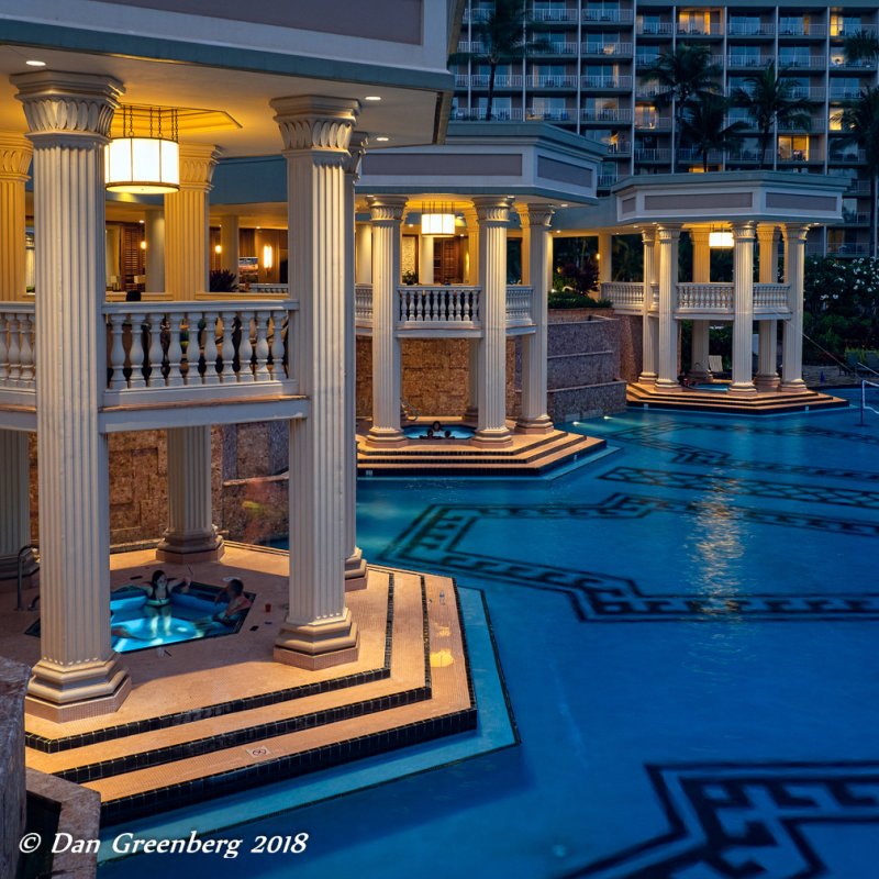 Relaxing by the Pool at Night