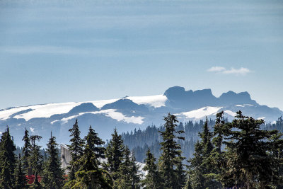 Snow capped peaks from Mount Washington Alpine Resort