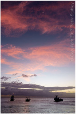 Another Bonaire sunset and moon.