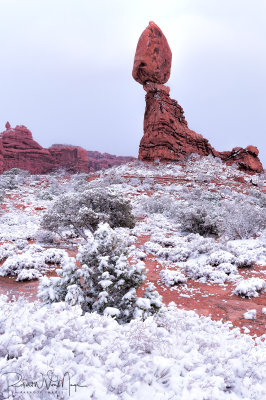Balanced Rock in the Snow