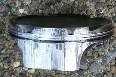 450 Burned Piston from Lean Fueling