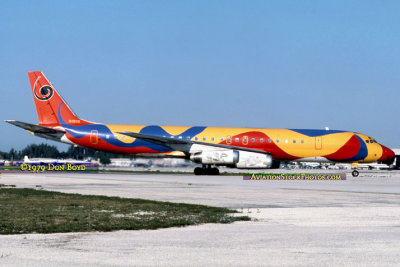 1979 - Braniff Airways DC8-62 N1805 in the Alexander Calder design airline aviation stock photo #US7919