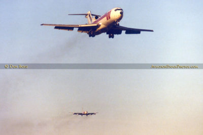 Late 1970's - Western Airlines B727-200 and B-720B on short final to the south runways at LAX