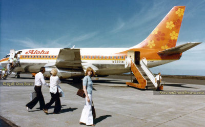 Summer 1978 - boarding Aloha Airlines B737-222 N73714 at Kona International Airport at Keahole on an inter-island week