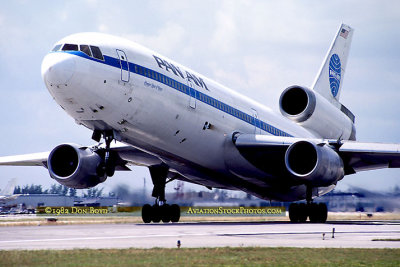 1982 - Pan Am DC10-10 N67NA (ex-National) taking off on runway 12 at MIA aviation airline photo