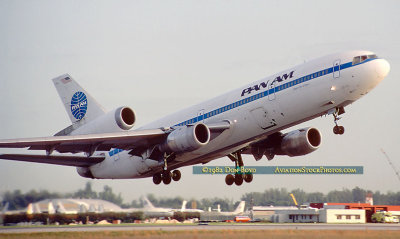 October 1982 - Pan Am DC10-10 N67NA Clipper Star of Hope (ex National) takeoff at Miami International Airport aviation photo