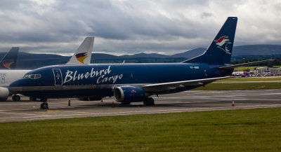 BlueBird Cargo 737 resting during the day at EDI