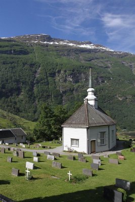 Next day: GEIRANGERFJORD.  I trudged up to Geiranger's church. Pastor was guide for 1 tour, I hear