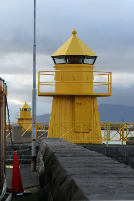 2 lighthouses at main harbor, Reykjavik. Also saw one out in water, Videy island from shore, Hofdi House, Tjornin & more