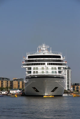 Amazing to see Viking Star anchored in the middle of the Thames.  Not many cruise ships do it. 