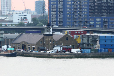 We passed London's lighthouse: Trinity Wharf.  Inside music plays continually (Longplayer project); a funky diner is nearby