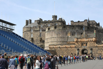 Bleachers and line for mighty Edinburgh Castle