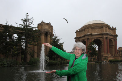 Ruth goofing around at Palace of Fine Arts.  Someone offered to take my picture.