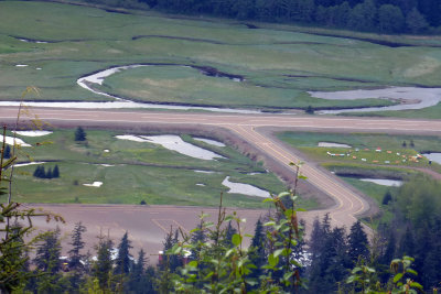 Then we were picked up in a bus to go up a mountain to ride the world's largest zipline.  Here's view of Hoonah airport from bus