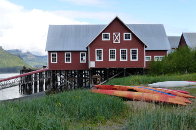 Kayaks behind the cannery