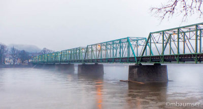 New HopeLambertville Bridge In The Rain And Fog