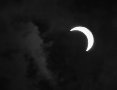 Eclipse 2017 - The clouds cleared just after the moon passed the midpoint of the sun