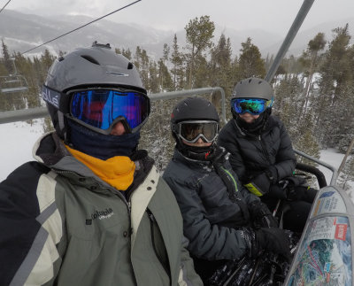 On the chair lift at Keystone with Camden and Ellie. 