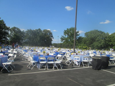 Welcome party setup  150 tables