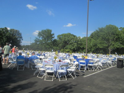 Welcome party setup  150 tables