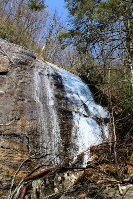 Looking up the Falls at David Wester at top the Falls