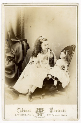 00 Victorian Edwardian Young Pretty Girl With Doll Cabinet Card Photo Brompton.jpg