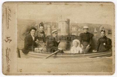 01 People in Rowing Row Boat Studio Victorian Edwardian Cabinet Card Douglas IOM.jpg