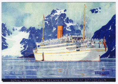 Steamer Atlantis at Spitzbergen Colour Postcard Royal Mail Lines + 1936 Advert 001.jpg