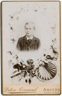 Cabinet Card Photo Memorial Death Young Suited Boy, Deton Cornand Anvers Antwerp