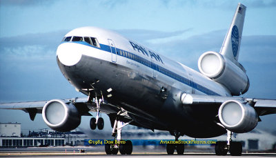 January 1984 - Pan Am DC10-30 N84NA Clipper Glory of the Skies taking off in the early morning at Miami International Airport