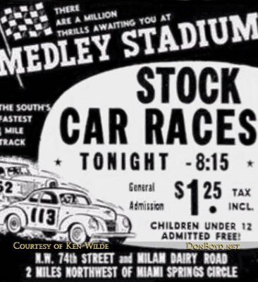 1950's - advertisement for Medley Stadium (later Palmetto Speedway) stock car racing
