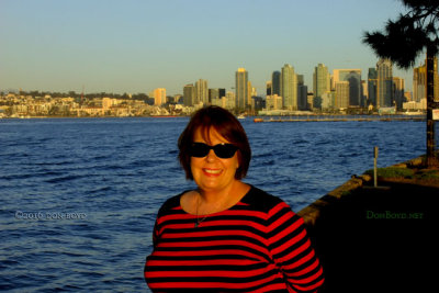 November 2016 - Karen on Naval Air Station North Island with San Diego in the background