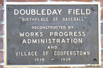 June 2015 - historical plaque at Doubleday Field in Cooperstown
